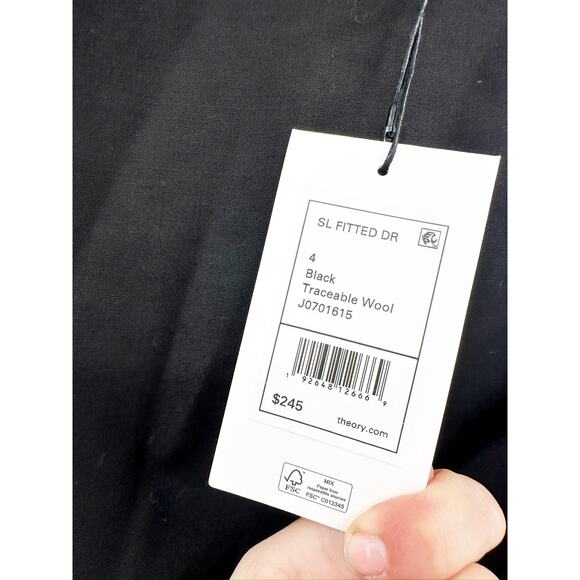 Theory Black Sleeveless Fitted Good Wool Dress Size 4 NWT - Picture 5 of 7